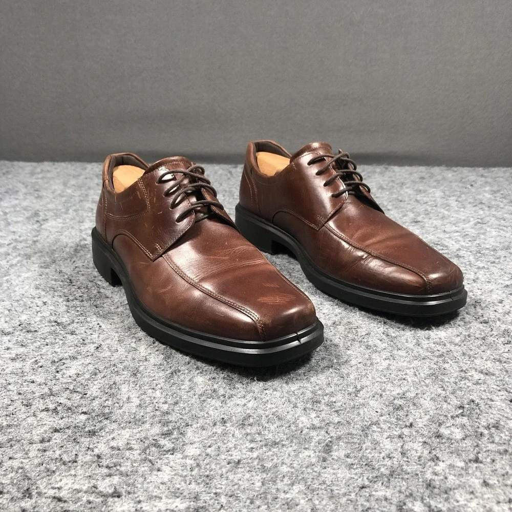 Ecco Helsinki 2 Shoes Mens 11.5 Brown Leather Derby Square Toe Comfort Dress